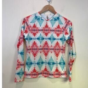 Faherty Aztec print Swim Shirt Cover Long Sleeve Top Made in USA Size Small